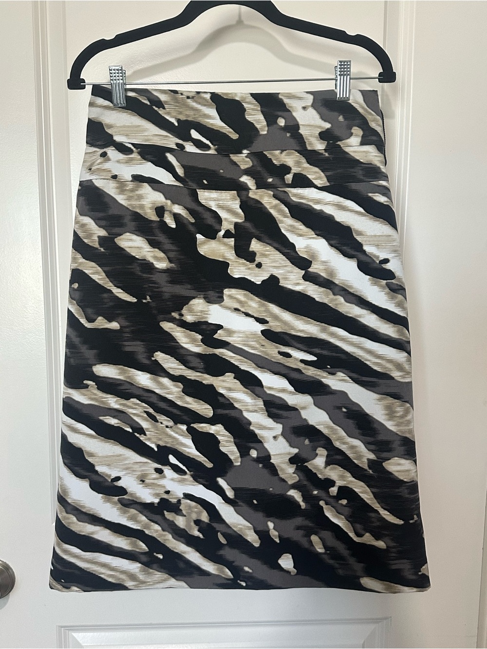 Worthington Zebra-Print Pencil Skirt in Black, White & Taupe
